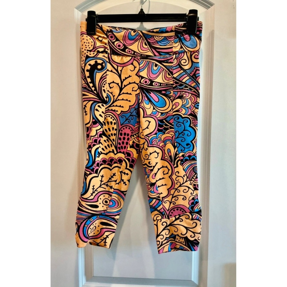 Satva Rati Capri Women XS Swirly Print New Organic Cotton Yoga Leggings WS15118